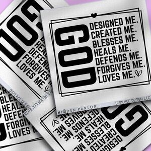 3pc - God Designed Created Blessed Me Sticker Decal Pack – Tumbler, Laptop
